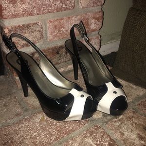 Guess Black and White Heels